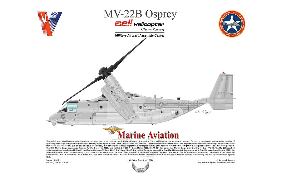 Bell Boeing MV-22B Osprey 166720 Digital Art by Arthur Eggers