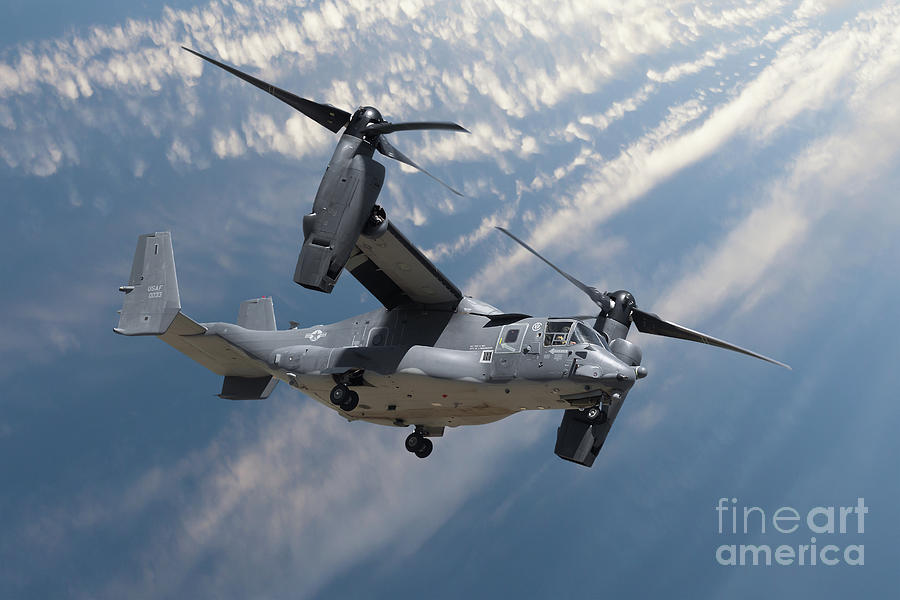 Bell Boeing Osprey V-22 helicopter close up view flying Photograph by Simon Bratt