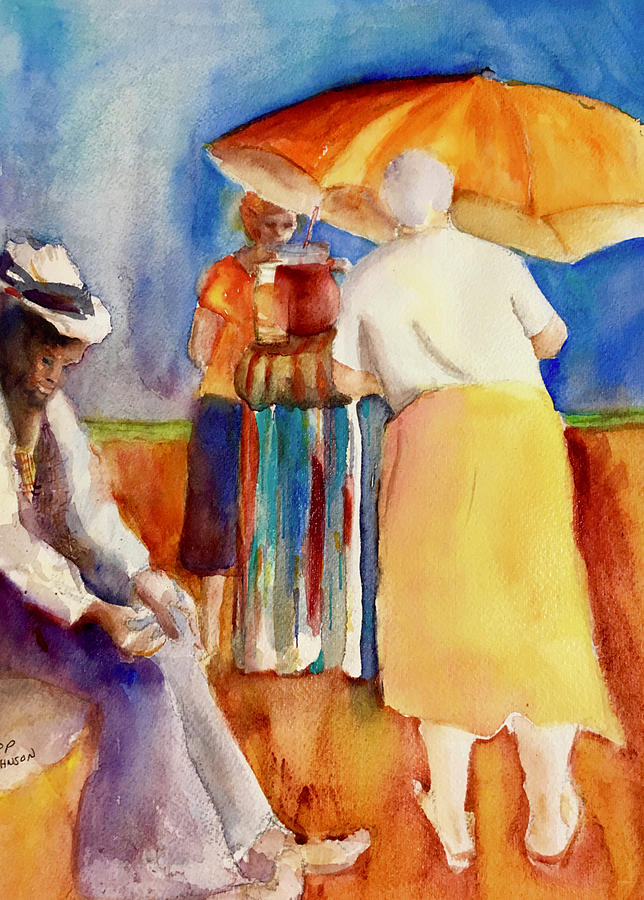 Bell Bottoms on the Beach Painting by Carole Johnson