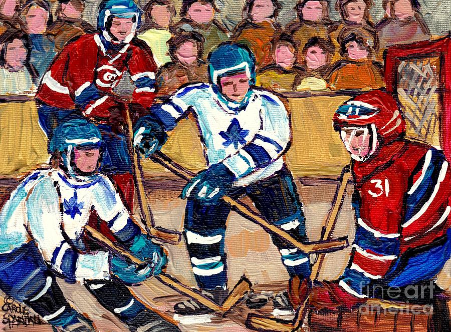 Bell Center Hockey Art Goalie Carey Price Makes A Save Original 6 Teams Habs Vs Leafs Carole Spandau Painting by Carole Spandau