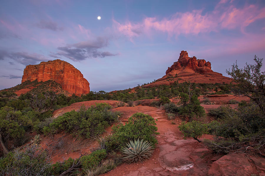 Bell Rock Vortex Sunset Moonrise Photograph by White Mountain Images