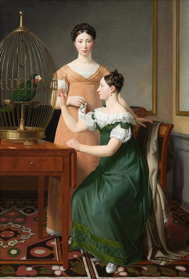 Bella and Hanna. The Eldest Daughters of M.L. Nathanson Painting by Christoffer Wilhelm Eckersberg