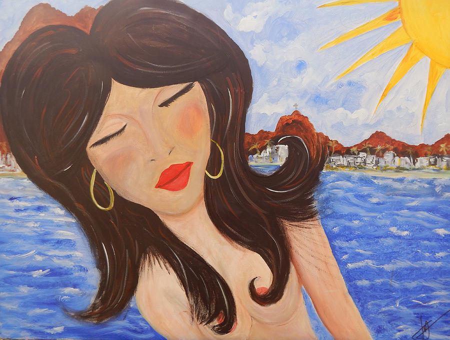 Woman Painting - Bella en Rio by Jorge Delara Woman Painting - Bella en Rio by Jorge Delara