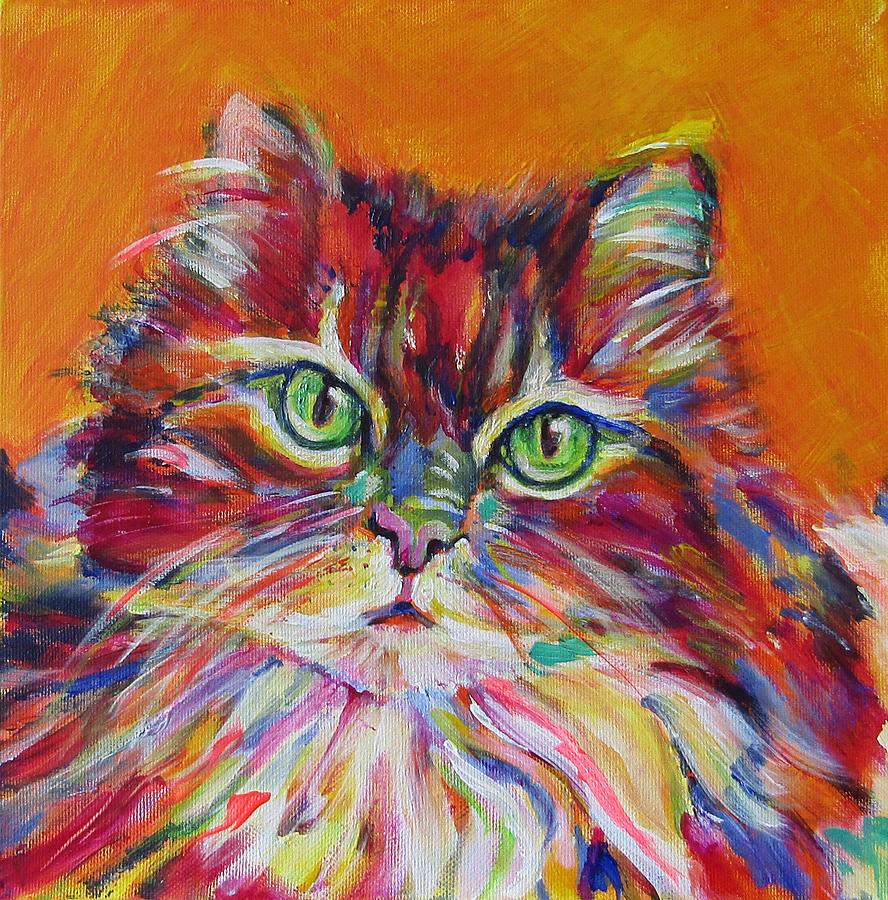 Fat Cat Painting by Karin McCombe Jones