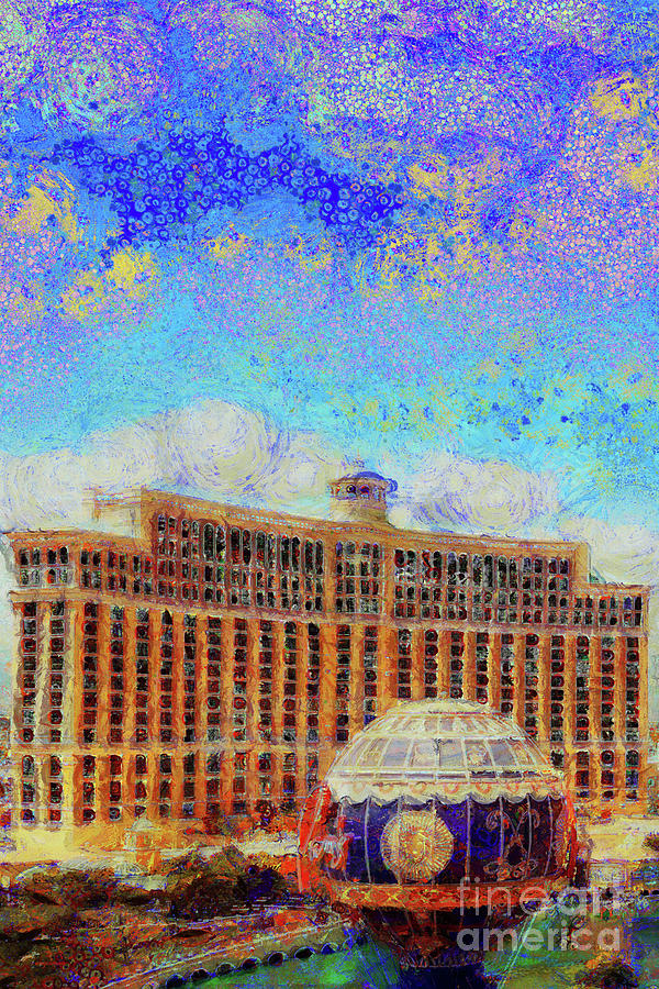 Bellagio Casino From Paris Hotel and Casino on The Las Vegas Strip Las Vegas Nevada 20180518 vert Photograph by Wingsdomain Art and Photography