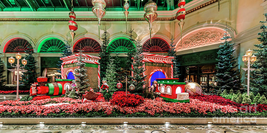 Las Vegas Photograph - Bellagio Christmas Train Decorations 2017 2 to 1 Ratio by Aloha Art