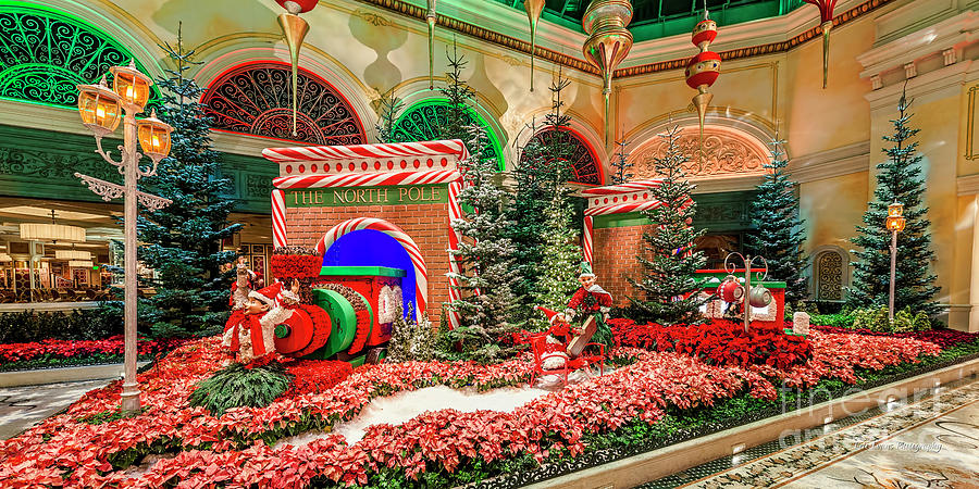 Las Vegas Photograph - Bellagio Christmas Train Decorations Angled 2017 2 to 1 Aspect Ratio by Aloha Art