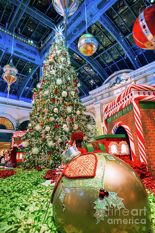 Bellagio Christmas Tree and Giant Ornaments  Photograph by Aloha Art