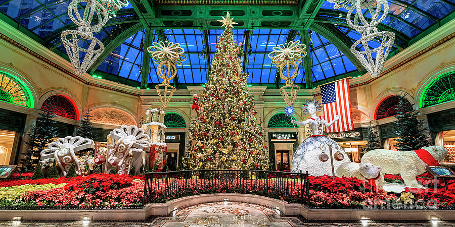 Las Vegas Photograph - Bellagio Christmas Tree at Dawn 2017 2 to 1 Ratio by Aloha Art