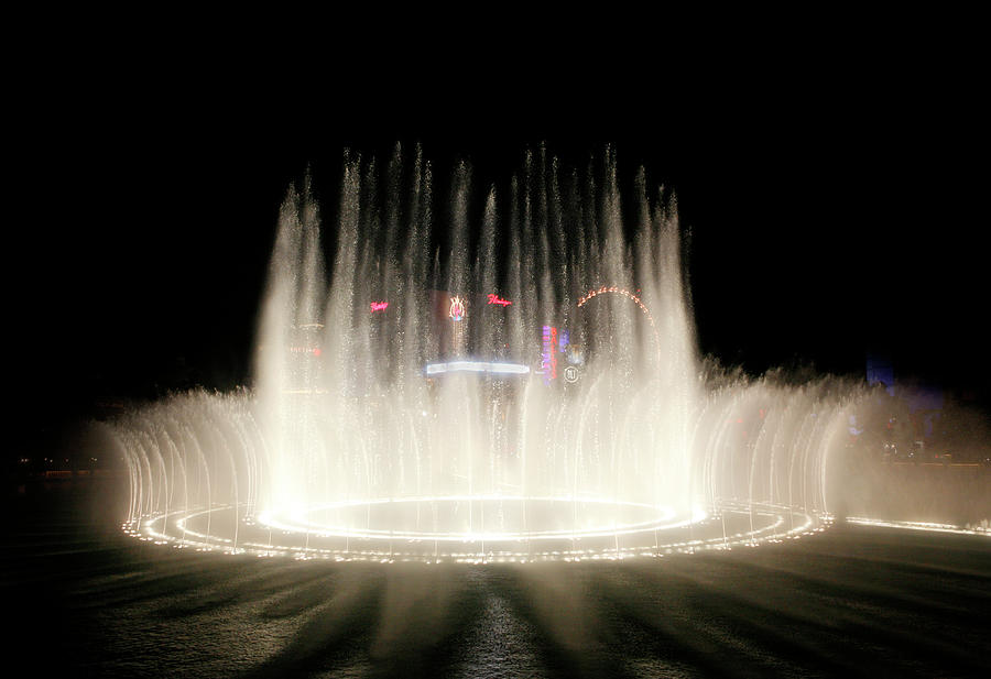 Bellagio Fountain Night Photograph by Marilyn Hunt