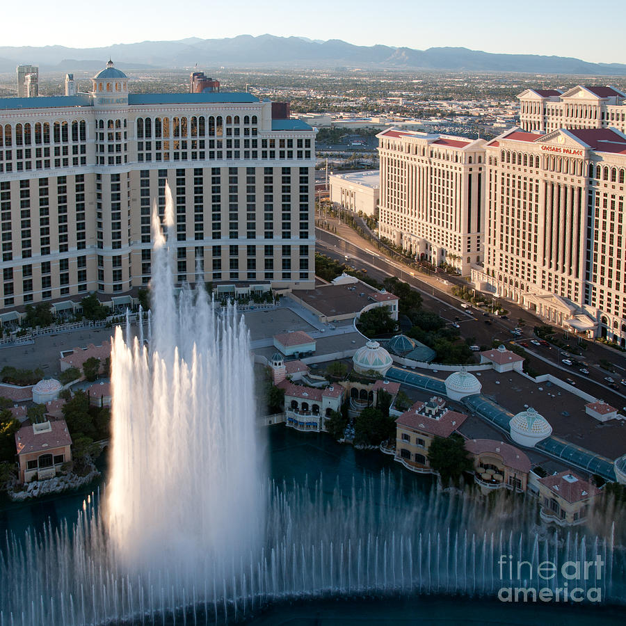 Las Vegas Photograph - Bellagio Fountains at Dusk by Andy Smy