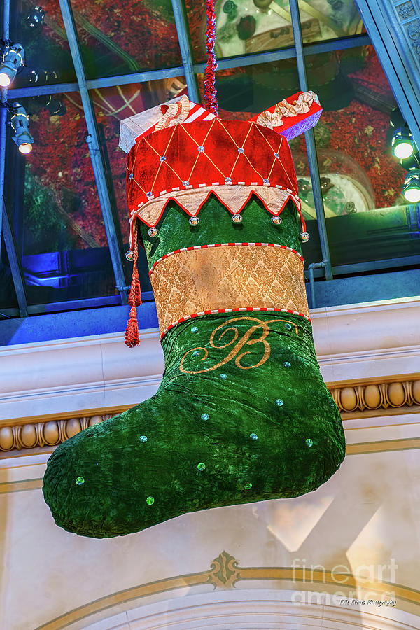 Bellagio Giant Green Christmas Stocking Photograph by Aloha Art