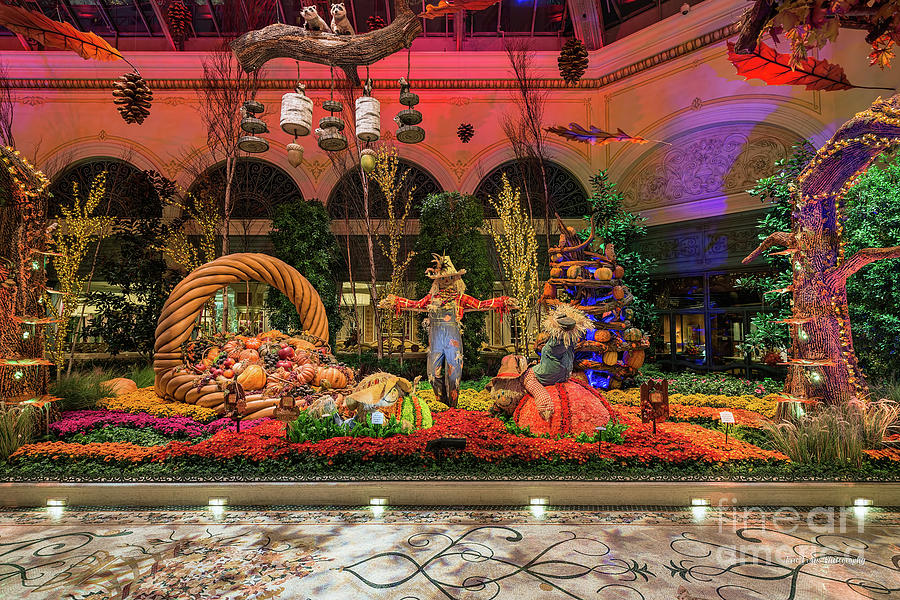 Las Vegas Photograph - Bellagio Harvest Show Basket and Scarecrow Wide 2016 by Aloha Art