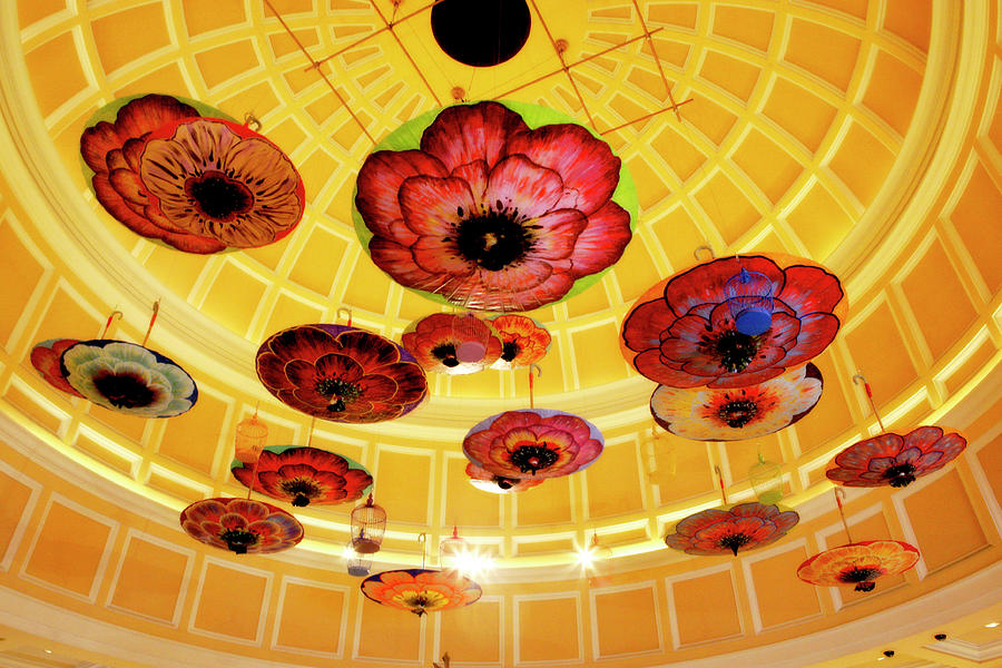 Bellagio Hotel Atrium Umbrellas Photograph by Marilyn Hunt