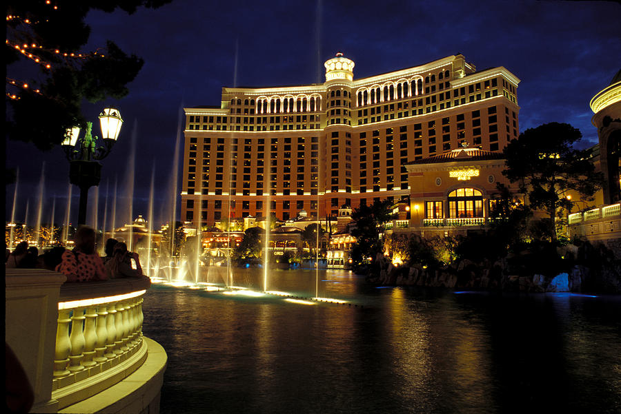 Fountain Photograph - Bellagio Illuminated by Carl Purcell