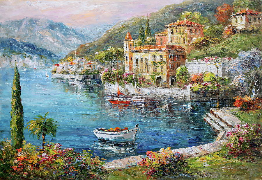 Como Painting - Villa del Balbianello Lake Como by Luigi Paulini