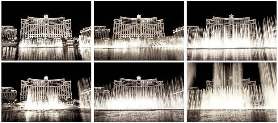 Las Vegas Photograph - Bellagio Las Vegas Fountain Dance Collage by John Rizzuto