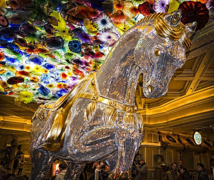 Las Vegas Photograph - Bellagio Mosaic Horse by Jon Berghoff