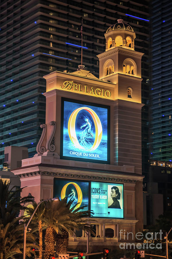 Las Vegas Photograph - Bellagio Sign at Night by Aloha Art