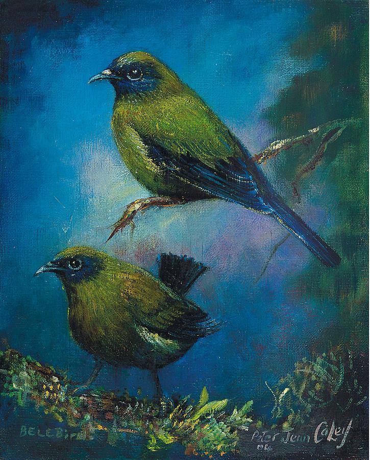 Bellbird Duo Painting by Peter Jean Caley | Fine Art America