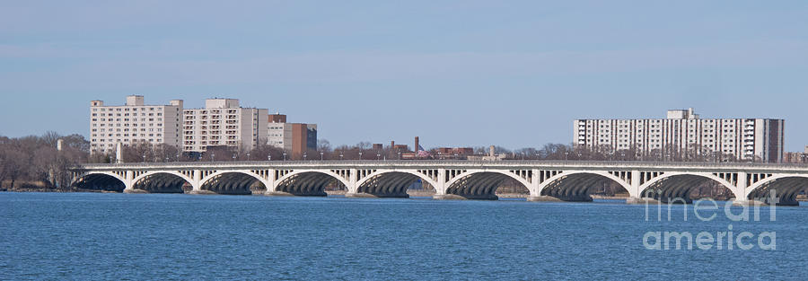 Detroit Photograph - Belle Isle Bridge Panorama wide by Ann Horn