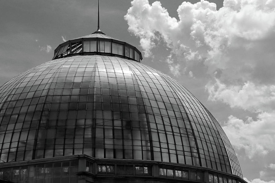 Belle Isle Conservatory Dome BW Photograph by Mary Bedy