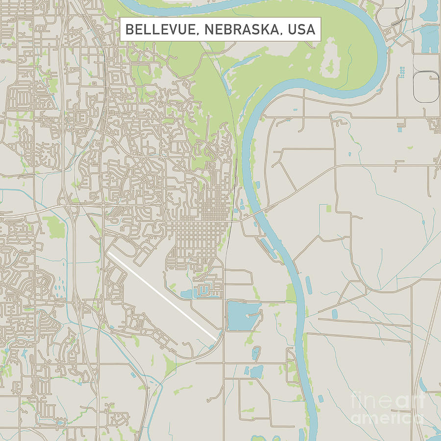Bellevue Nebraska Us City Street Map Frank Ramspott 