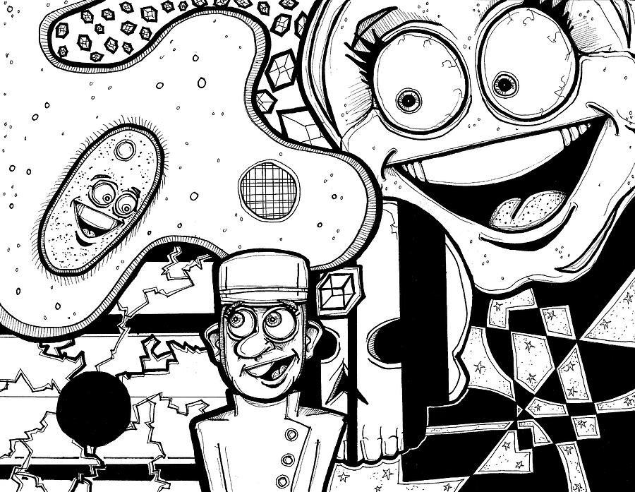 Black And White Drawing - Bellhop Montage by Christopher Capozzi