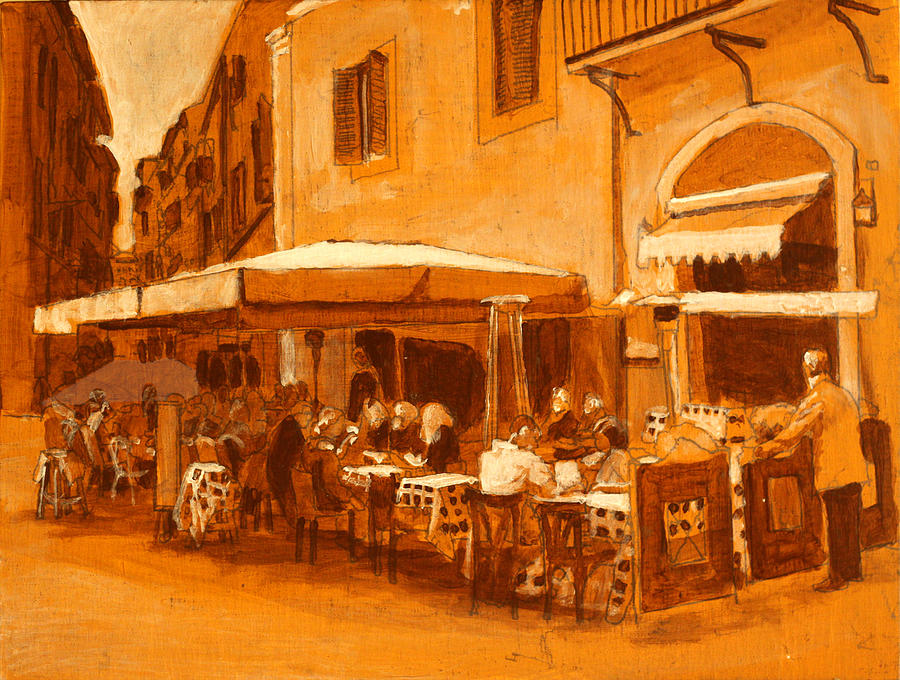 Cafe Scene Painting - Bellisima by David Zimmerman