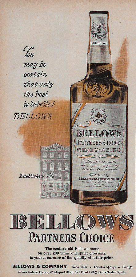 Bellows Whiskey ad 1949 Mixed Media by James Smullins