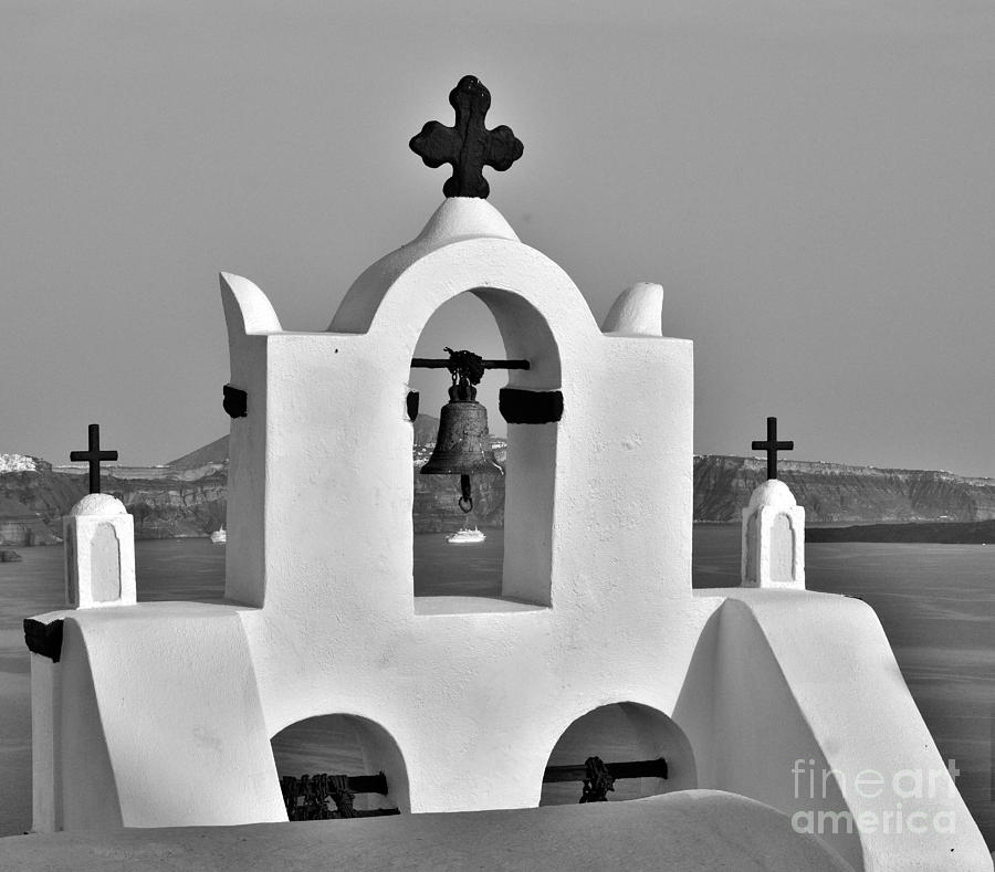 Bells in Oia BW Photograph by Jeremy Hayden
