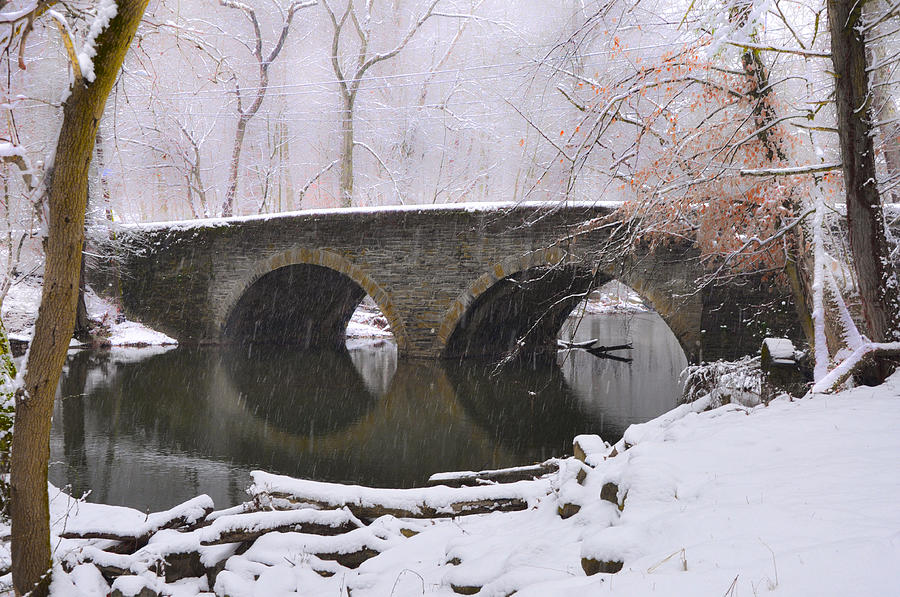 Bells Mill Bridge in a Snow Storm Photograph by Bill Cannon