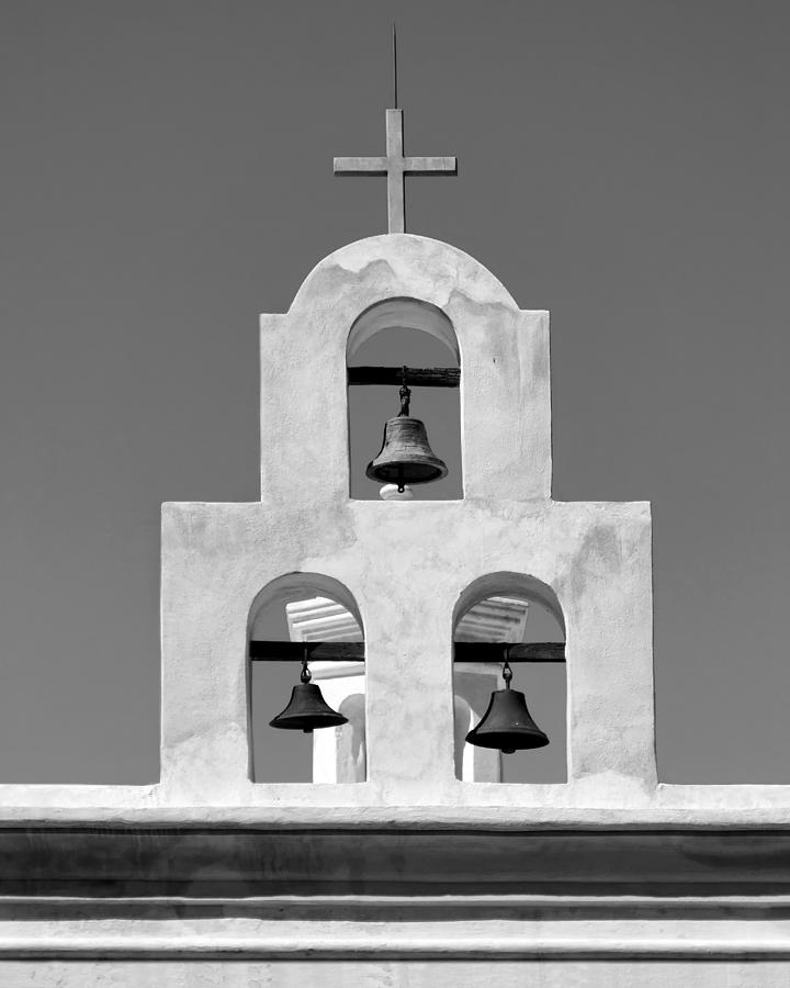 Bells - San Xavier del Bac - Arizona - BW Photograph by Nikolyn McDonald