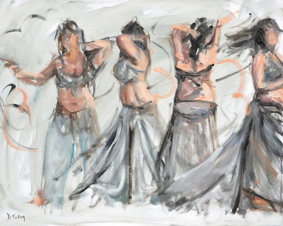 Belly Dancer in Motion Painting by Donna Tuten