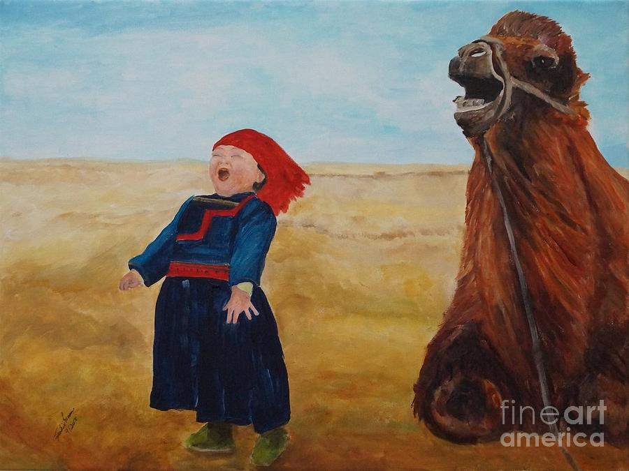 Camel Painting - Belly Laugh With Camel by Frankie Picasso