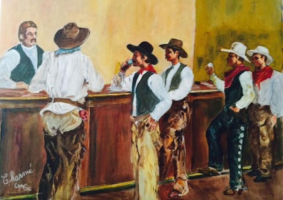 Belly up to the Bar Boys Painting by Charme Curtin