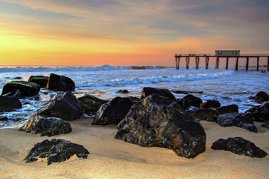 Belmar Fishing Pier view from the Rocks by Bob Cuthbert