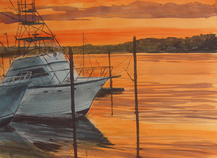 Belmar Sunset Painting by Pete Maier