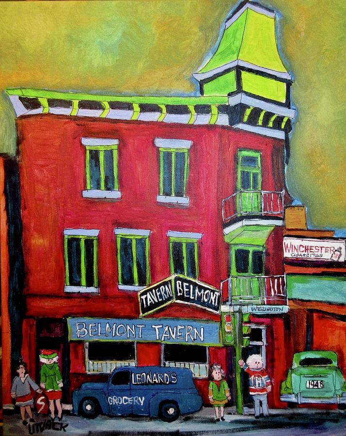 Belmont Tavern Pointe St. Charles Memories Painting by Michael Litvack