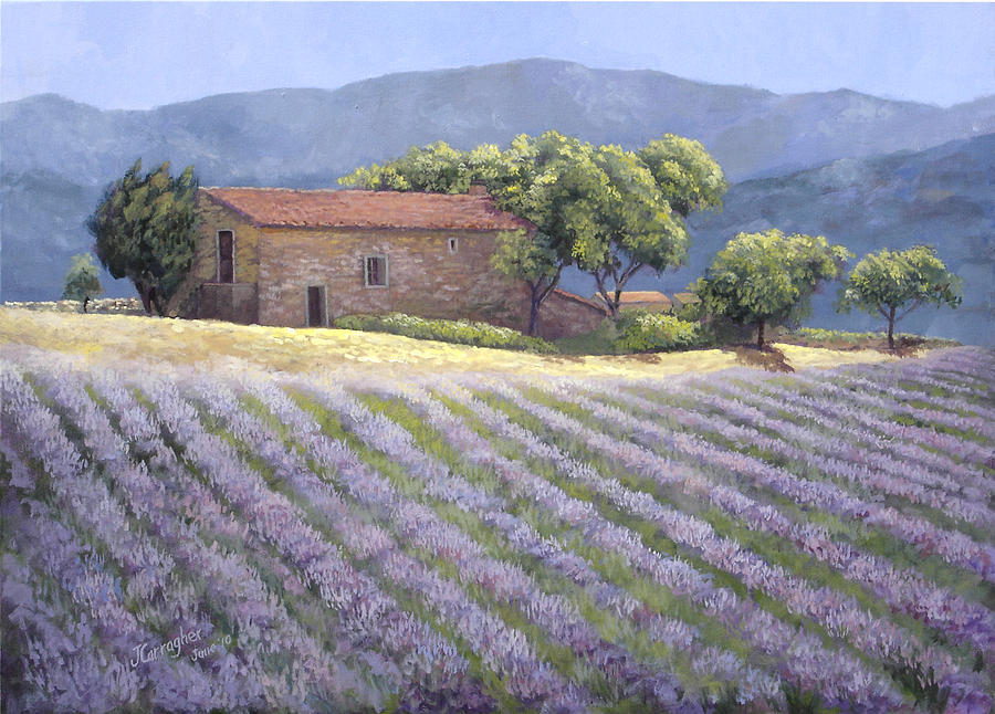 Lavender Fields Painting - Below Les Alpilles by Joseph Carragher