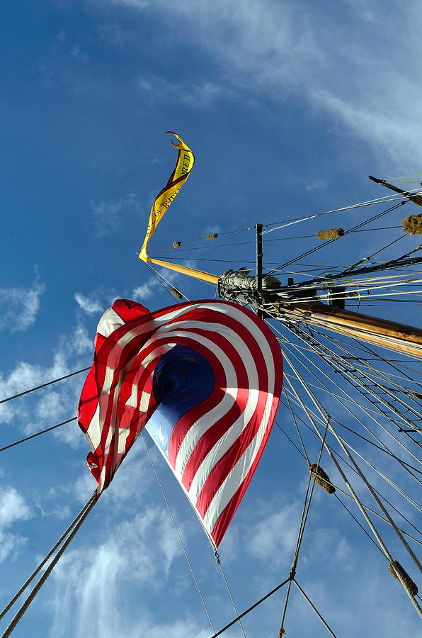 Below the Mast Pride of Baltimore II Photograph by Richard Ortolano