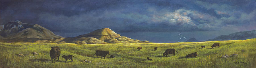 Cow Painting - Belt Butte Spring by Kim Lockman