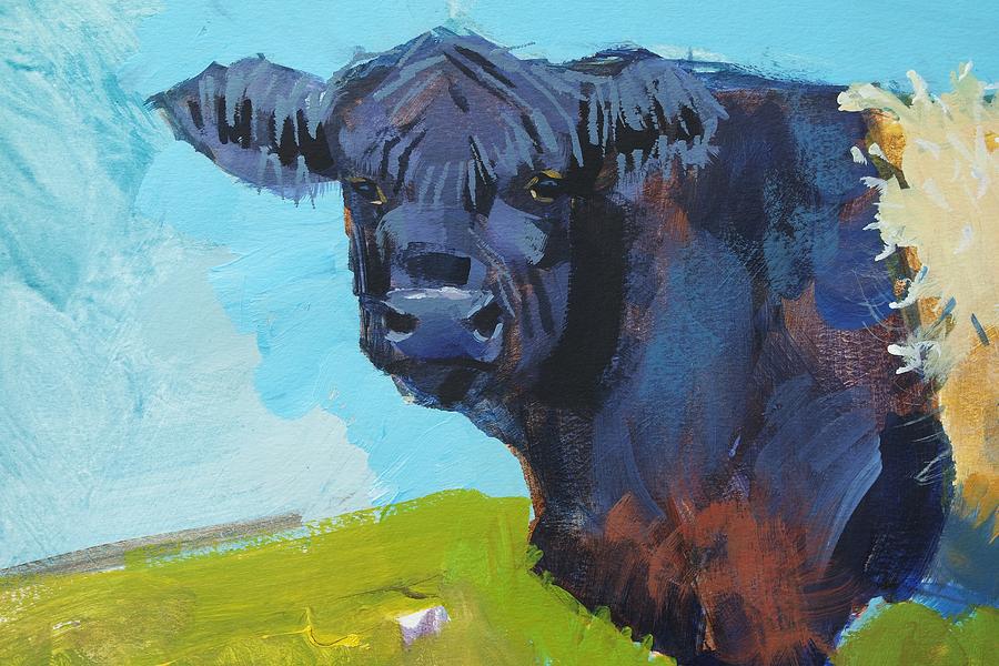 Belted Galloway Cow Head Painting by Mike Jory
