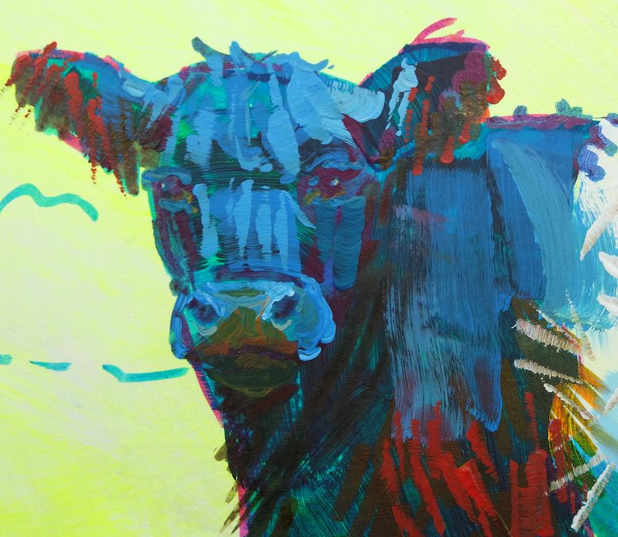 Belted Galloway Cow on Dartmoor Painting by Mike Jory