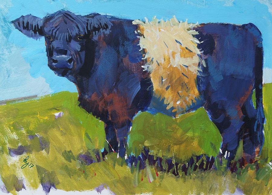 Belted Galloway Cow - The Blue Beltie Painting by Mike Jory