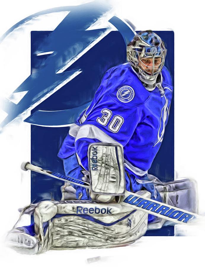 Ben Bishop tampa bay lightning oil art Mixed Media by Joe Hamilton ...