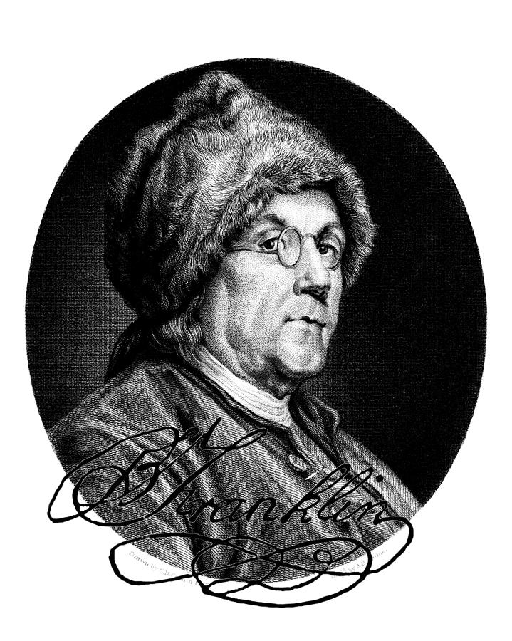 Black Digital Art - Ben Franklin Autographed by John Feiser Black Digital Art - Ben Franklin Autographed by John Feiser