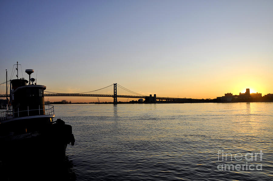 Ben Franklin Bridge at Sunrise 2 Photograph by Andrew Dinh