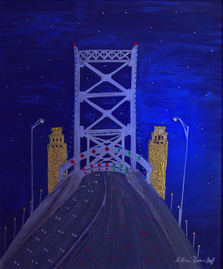 Ben Franklin Bridge Painting by Lilliana Didovic