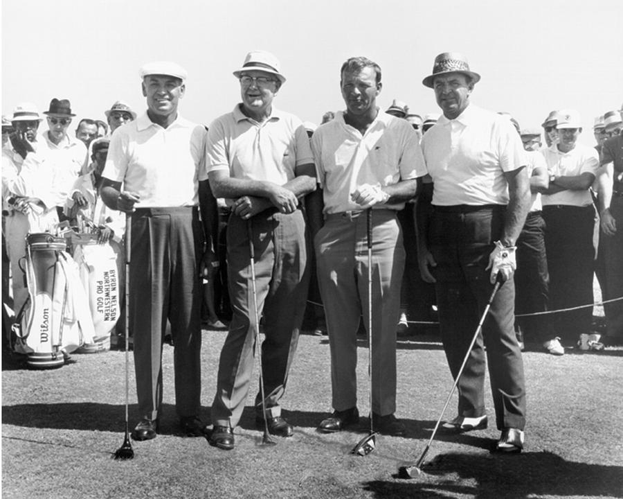 Arnold Palmer Photograph - Ben Hogan, Byron Nelson, Sam Snead, Arnold Palmer Golfers by Peter Nowell